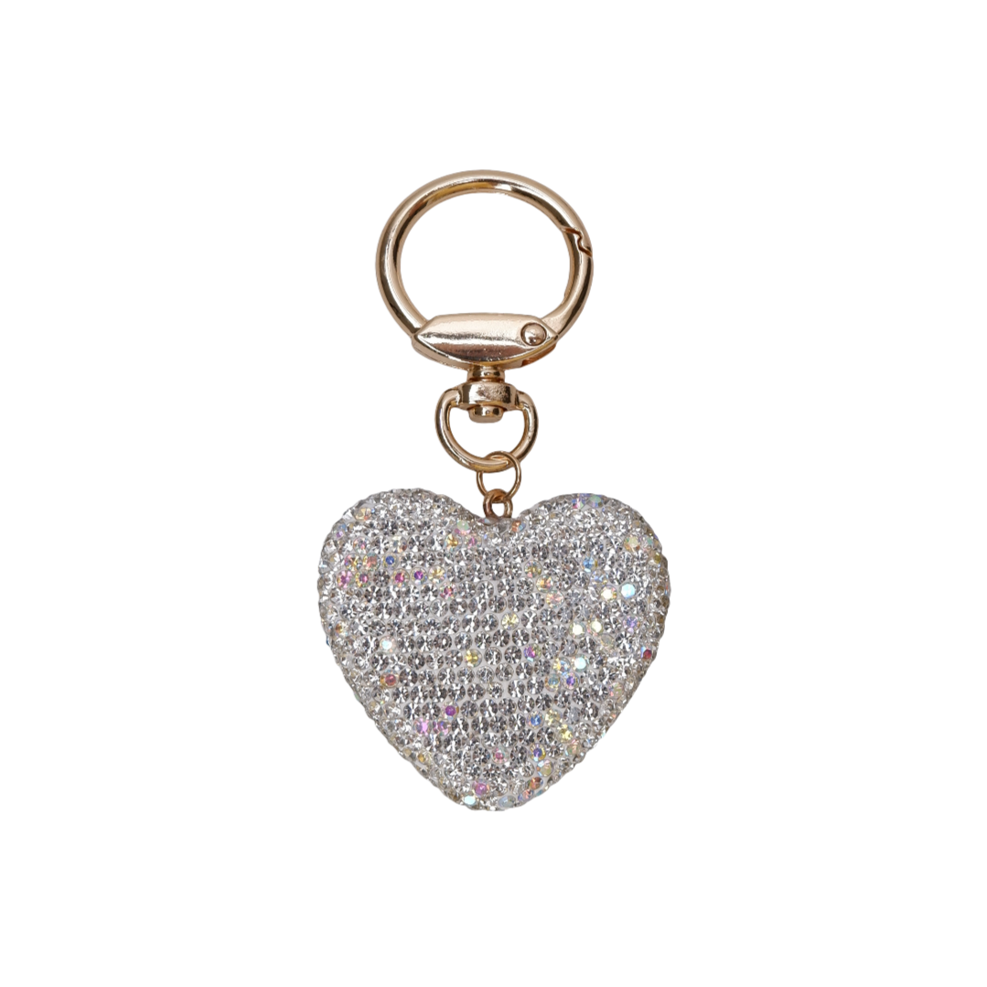 Heart Rhinestone nøglering - Clear